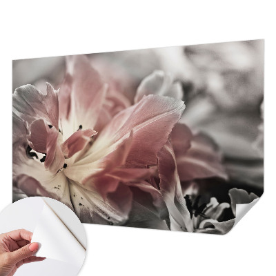 Fotomural decorativo para cabecero de cama con diseño de flores en tonos pastel
