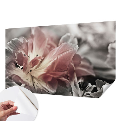 Fotomural decorativo para cabecero de cama con diseño de flores en tonos pastel