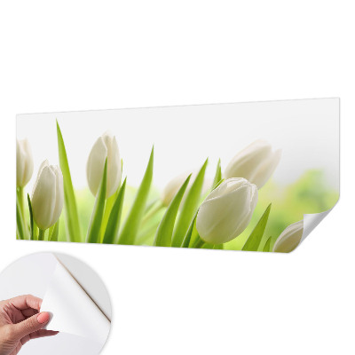 Papel mural con patrón decorativo con motivo de tulipanes blancos