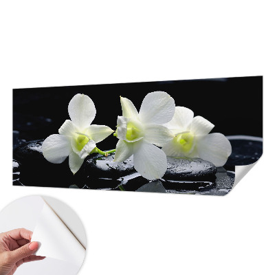 Papel mural con patrón decorativo con diseño de flores y piedras