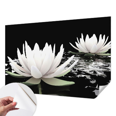 Mural de pared con estampado hermoso con motivo de flores acuáticas
