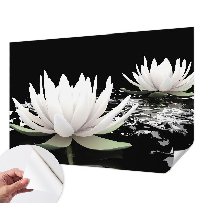 Mural de pared con estampado hermoso con motivo de flores acuáticas
