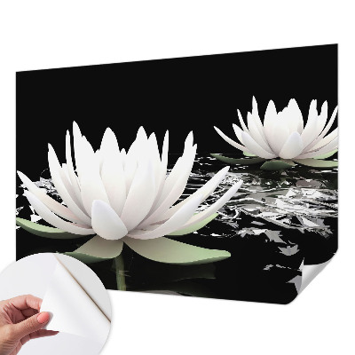 Mural de pared con estampado hermoso con motivo de flores acuáticas