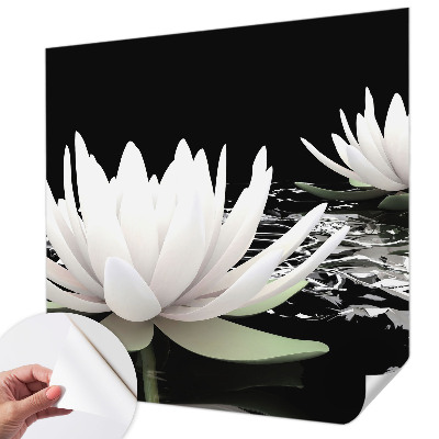 Mural de pared con estampado hermoso con motivo de flores acuáticas