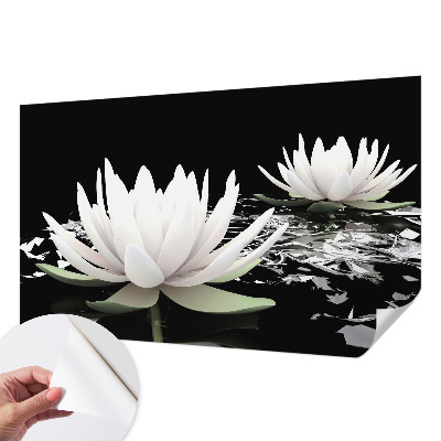 Mural de pared con estampado hermoso con motivo de flores acuáticas