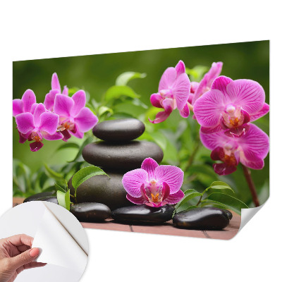 Papel mural con patrón decorativo con motivo de piedras de orquídea