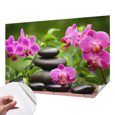 Papel mural con patrón decorativo con motivo de piedras de orquídea