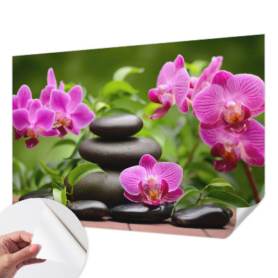 Papel mural con patrón decorativo con motivo de piedras de orquídea