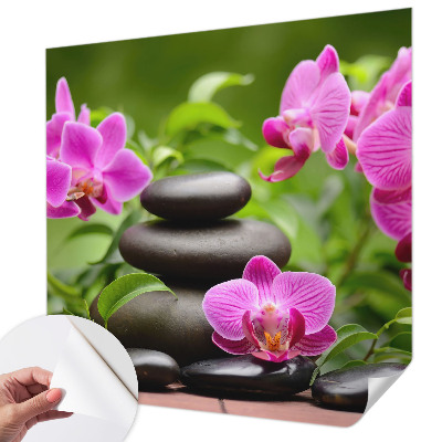 Papel mural con patrón decorativo con motivo de piedras de orquídea