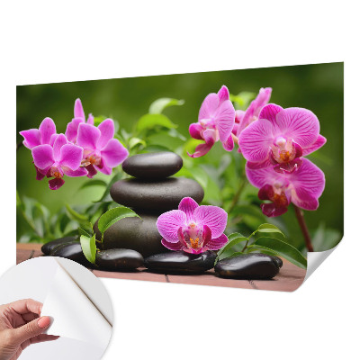 Papel mural con patrón decorativo con motivo de piedras de orquídea