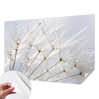 Fotomural decorativo para cabecero de cama con diseño de diente de león en tonos rosados