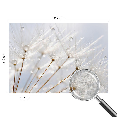 Fotomural decorativo para cabecero de cama con diseño de diente de león en tonos rosados