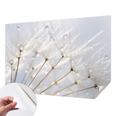 Fotomural decorativo para cabecero de cama con diseño de diente de león en tonos rosados