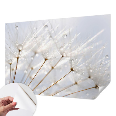 Fotomural decorativo para cabecero de cama con diseño de diente de león en tonos rosados