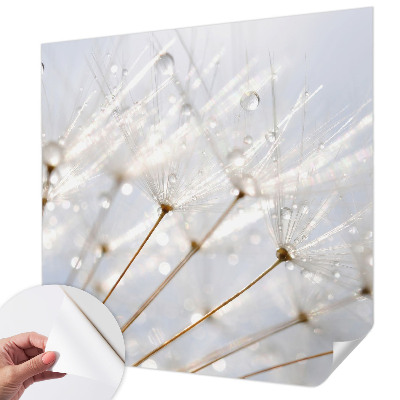 Fotomural decorativo para cabecero de cama con diseño de diente de león en tonos rosados
