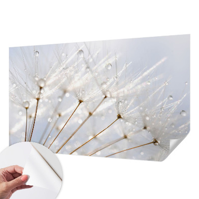 Fotomural decorativo para cabecero de cama con diseño de diente de león en tonos rosados