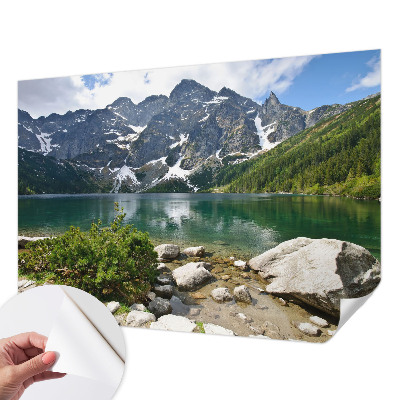 Fotomural decorativo para cabecero de cama con un motivo de lago de montaña