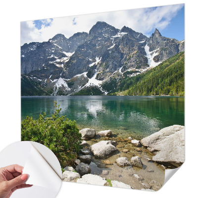Fotomural decorativo para cabecero de cama con un motivo de lago de montaña