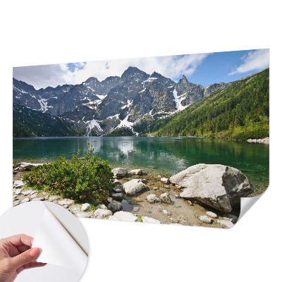 Fotomural decorativo para cabecero de cama con un motivo de lago de montaña