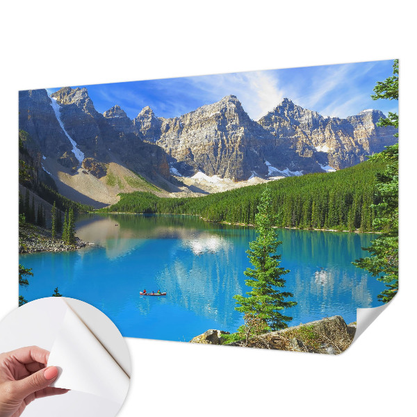 Papel mural con patrón decorativo con motivo de lago de montaña