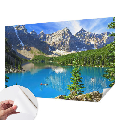 Papel mural con patrón decorativo con motivo de lago de montaña