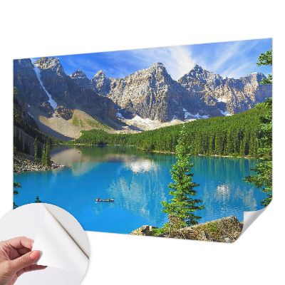 Papel mural con patrón decorativo con motivo de lago de montaña