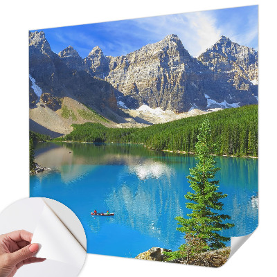 Papel mural con patrón decorativo con motivo de lago de montaña