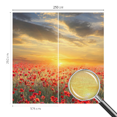 Papel mural texturado decorativo con diseño de campo de amapolas