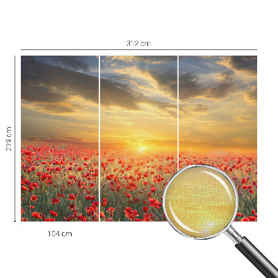 Papel mural texturado decorativo con diseño de campo de amapolas