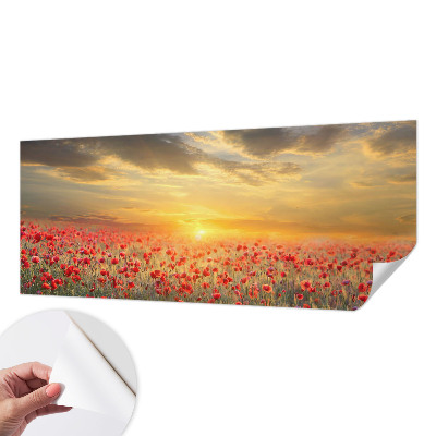 Papel mural texturado decorativo con diseño de campo de amapolas