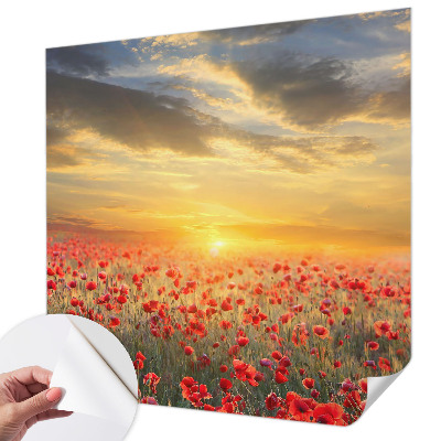Papel mural texturado decorativo con diseño de campo de amapolas