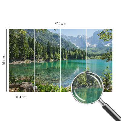 Mural de pared con estampado hermoso con motivo de lago en tonos verdes