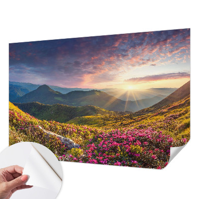 Papel mural con patrón decorativo con motivo de panorama de montaña
