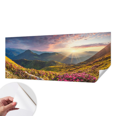 Papel mural con patrón decorativo con motivo de panorama de montaña