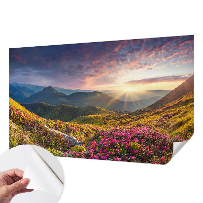 Papel mural con patrón decorativo con motivo de panorama de montaña