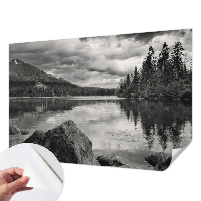 Papel mural texturado decorativo con motivo de panorama de montaña