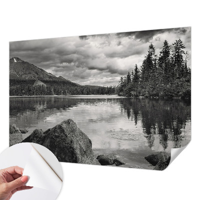 Papel mural texturado decorativo con motivo de panorama de montaña