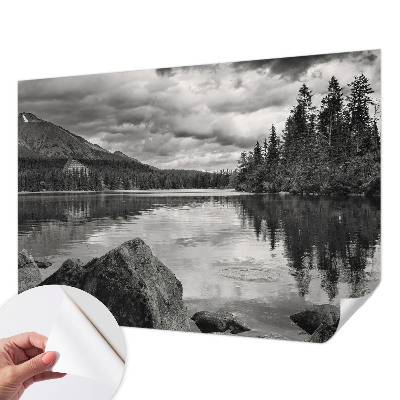 Papel mural texturado decorativo con motivo de panorama de montaña