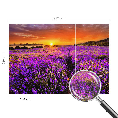 Mural de pared con estampado hermoso con motivo de atardecer en tonos lavanda