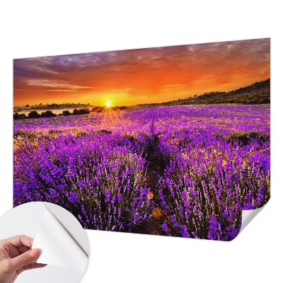 Mural de pared con estampado hermoso con motivo de atardecer en tonos lavanda