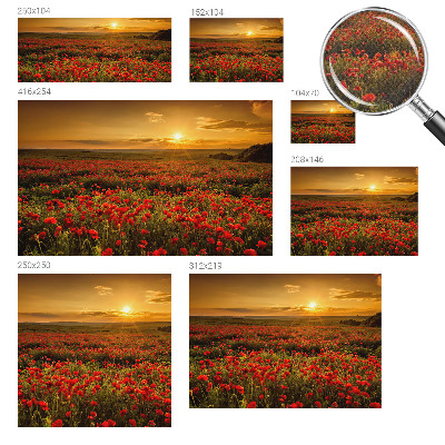 Fotomural decorativo para cabecero de cama con diseño de campo de amapolas