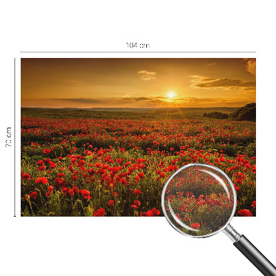 Fotomural decorativo para cabecero de cama con diseño de campo de amapolas