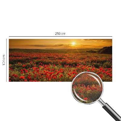 Fotomural decorativo para cabecero de cama con diseño de campo de amapolas