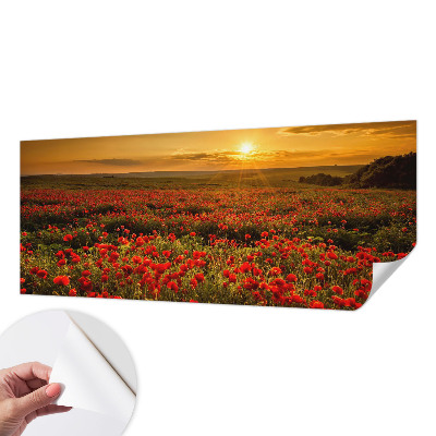 Fotomural decorativo para cabecero de cama con diseño de campo de amapolas