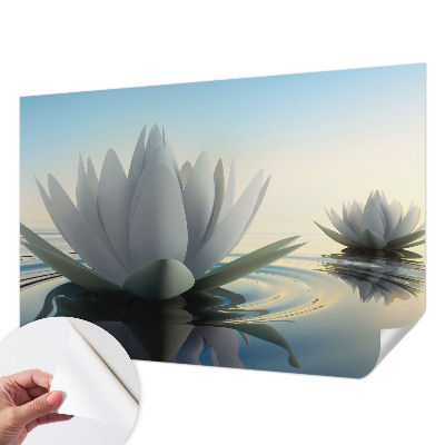 Fotomural decorativo para cabecero de cama con motivo de nenúfares