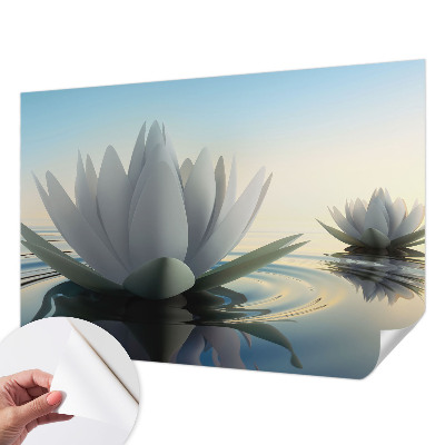 Fotomural decorativo para cabecero de cama con motivo de nenúfares