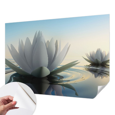 Fotomural decorativo para cabecero de cama con motivo de nenúfares