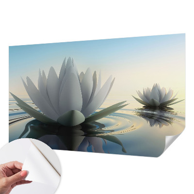 Fotomural decorativo para cabecero de cama con motivo de nenúfares