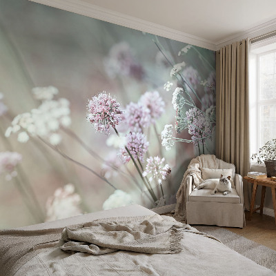 Papel mural texturado decorativo flores silvestres