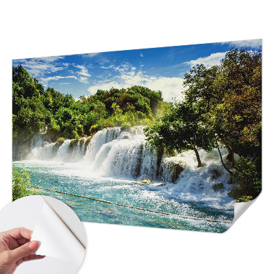 Fotomural decorativo para cabecero de cama con el motivo de una impresionante cascada